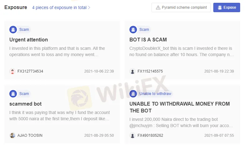 WikiFX上的用户曝光