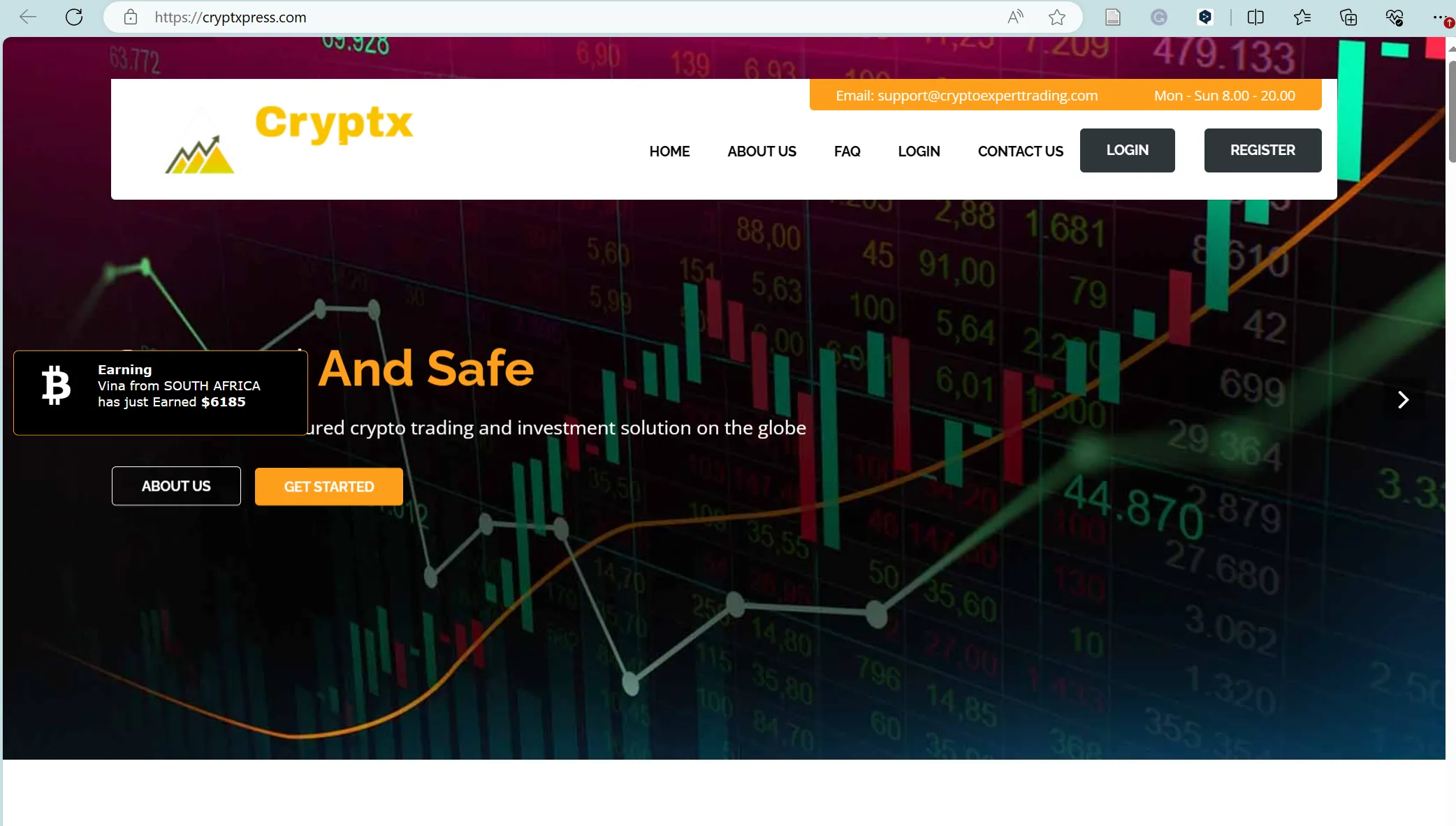 Cryptxpress' homepage