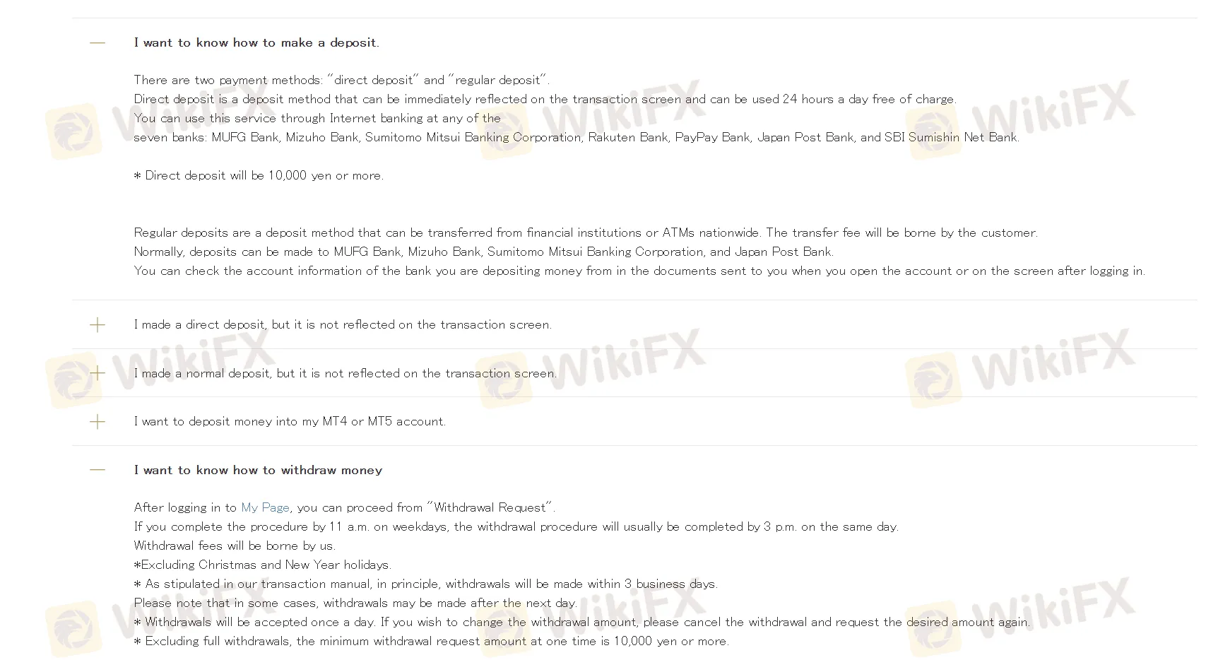 Deposits & Withdrawals