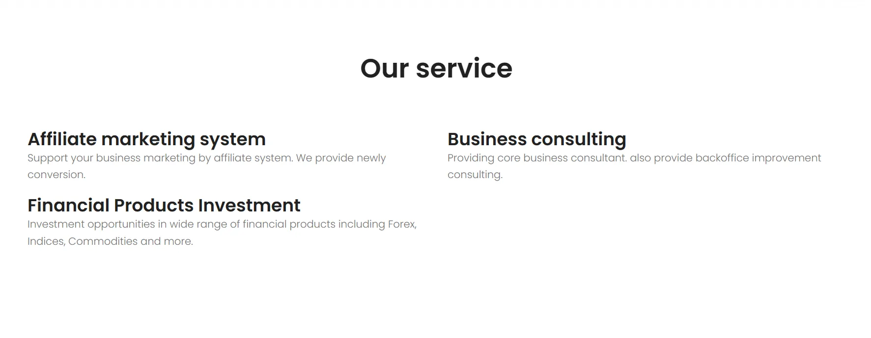Services of BIG Solutions Company Limited Services of BIG Solutions Company Limited