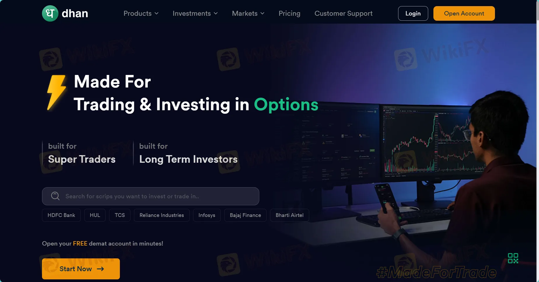 Page d'accueil de Dhan