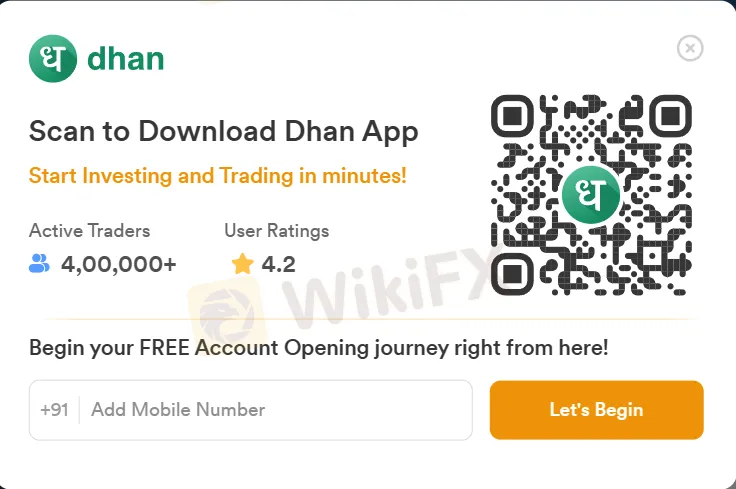 scan to download Dhan App