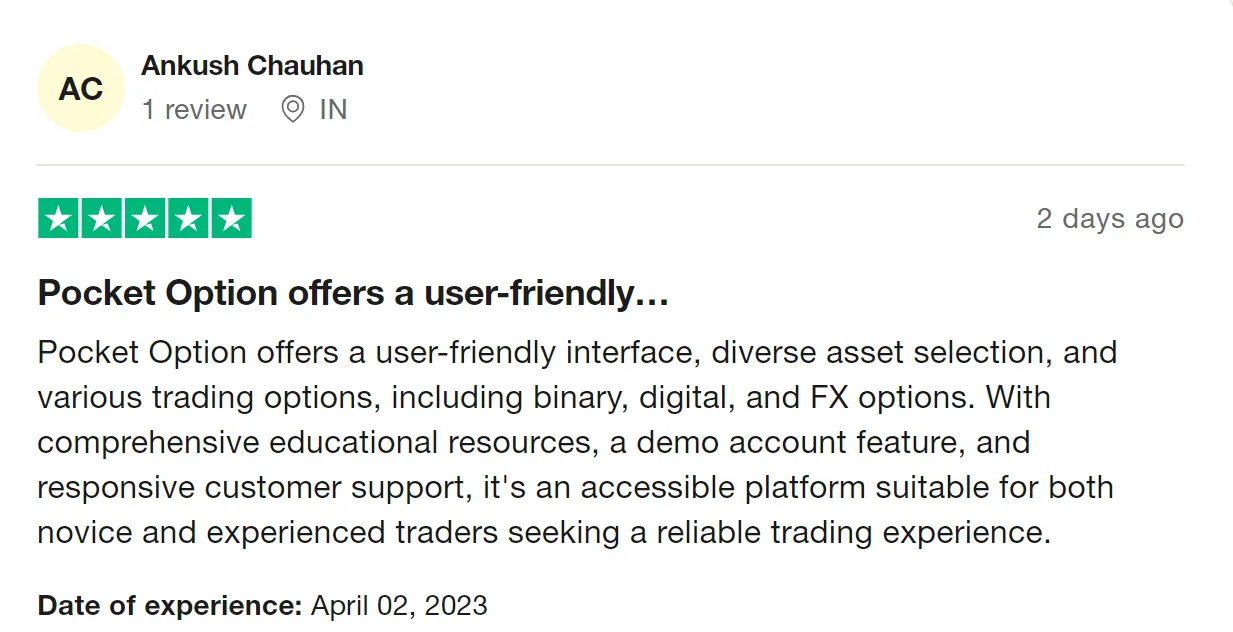 Pocket Option offers a user-friendly interface