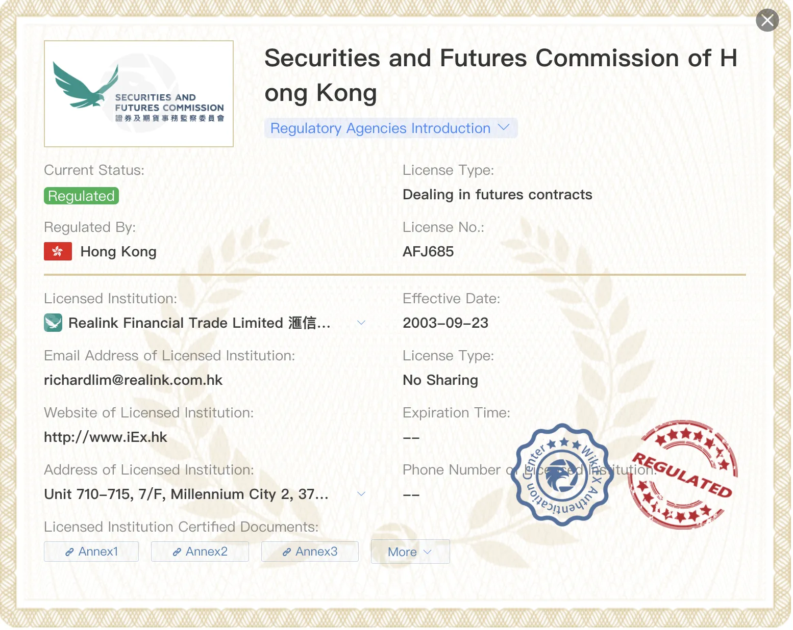 Regulatory Status Regulatory Status