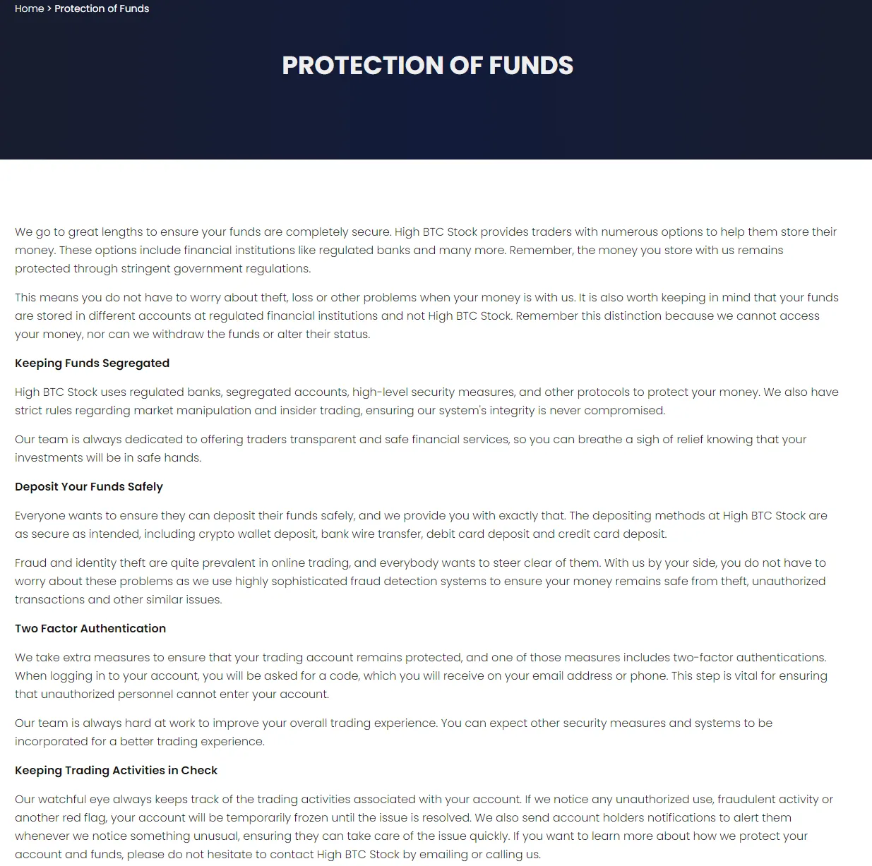 protection of funds