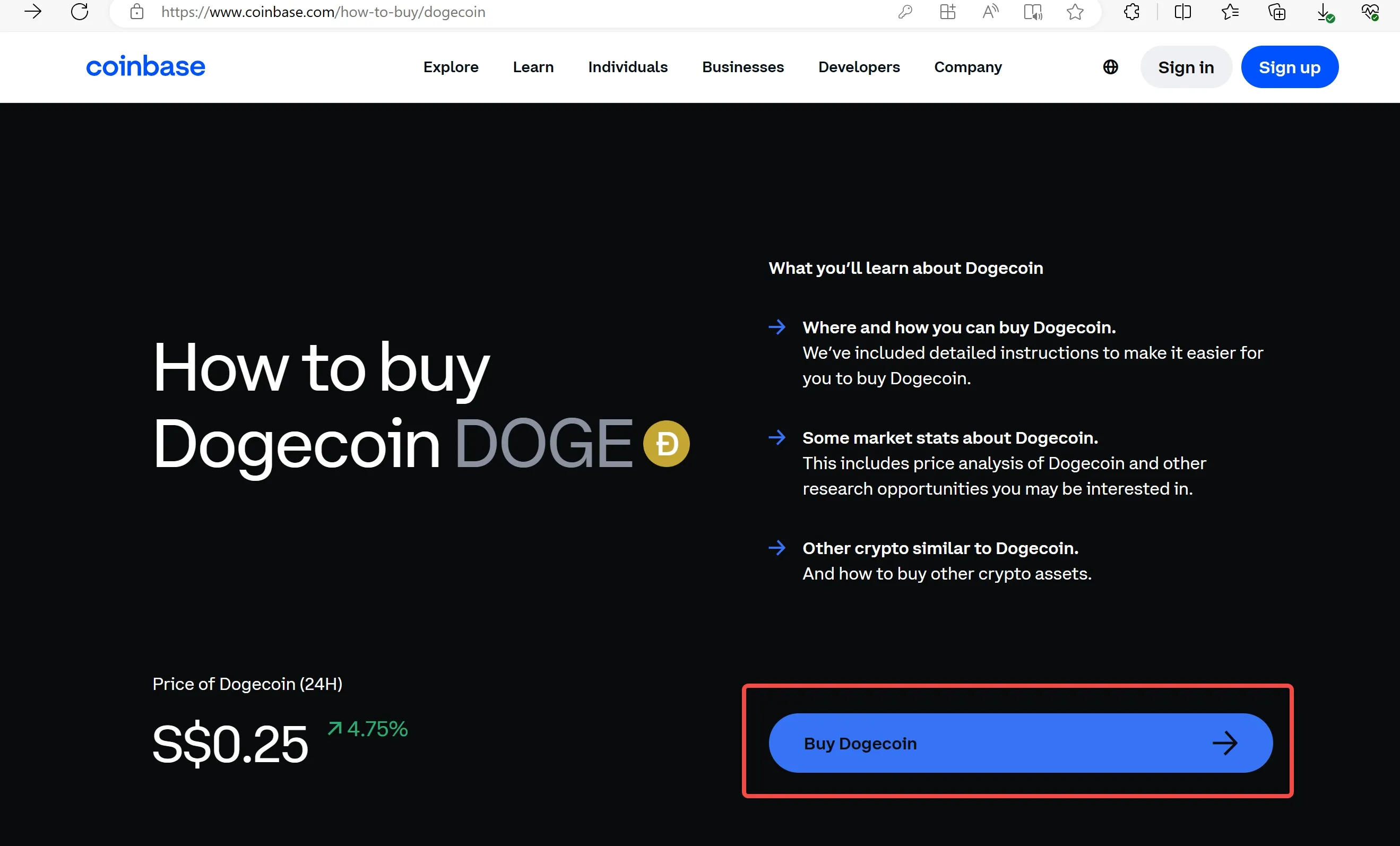click 'Buy Dogecoin' button click 'Buy Dogecoin' button