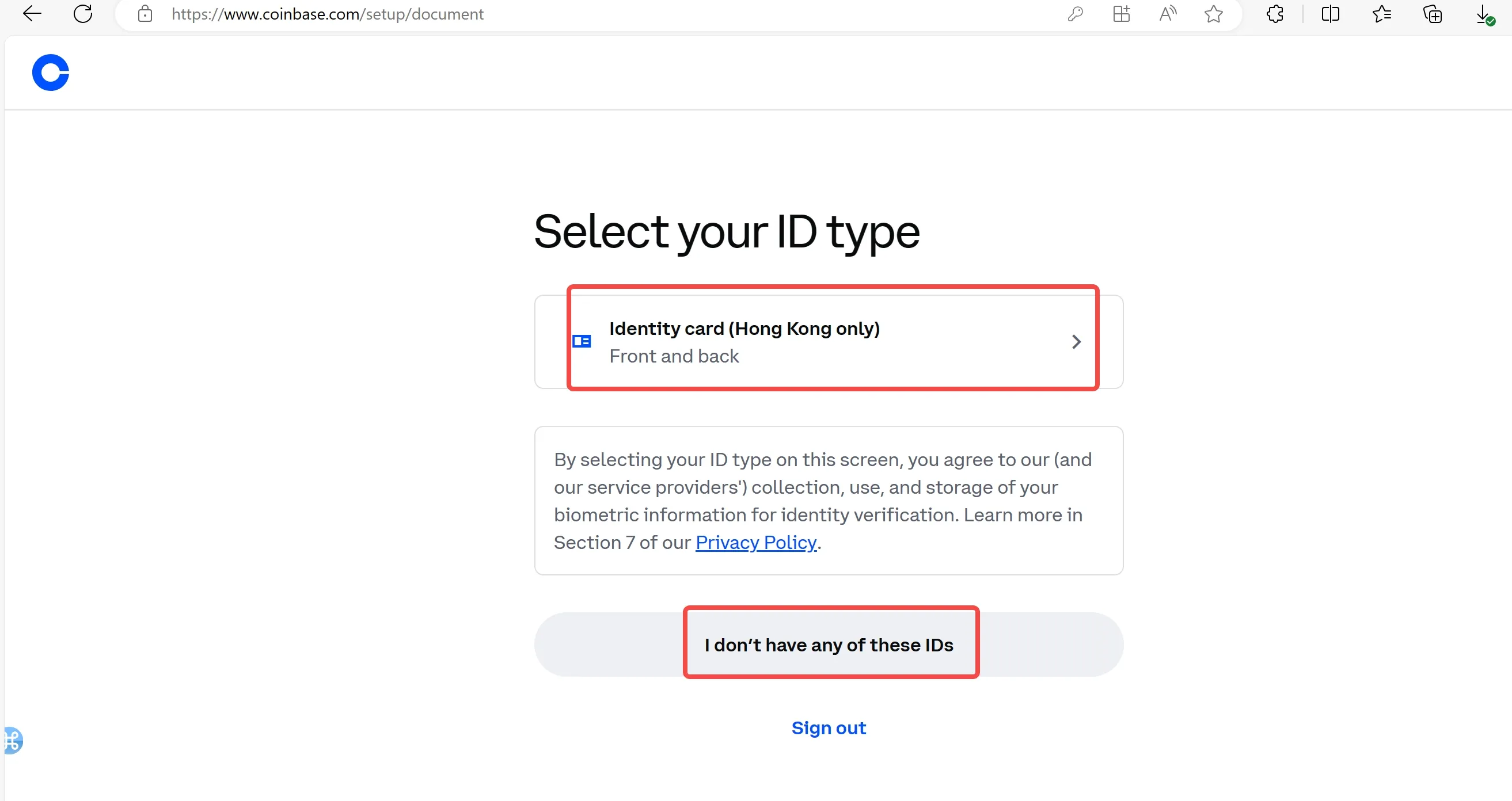 select your ID type select your ID type