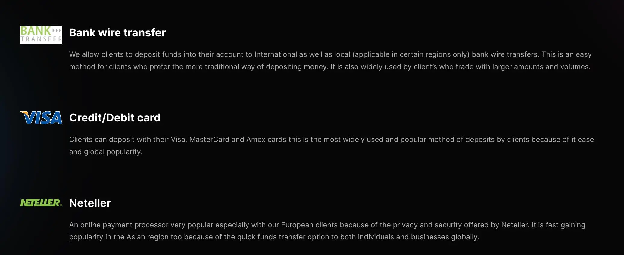 Deposit & Withdrawal