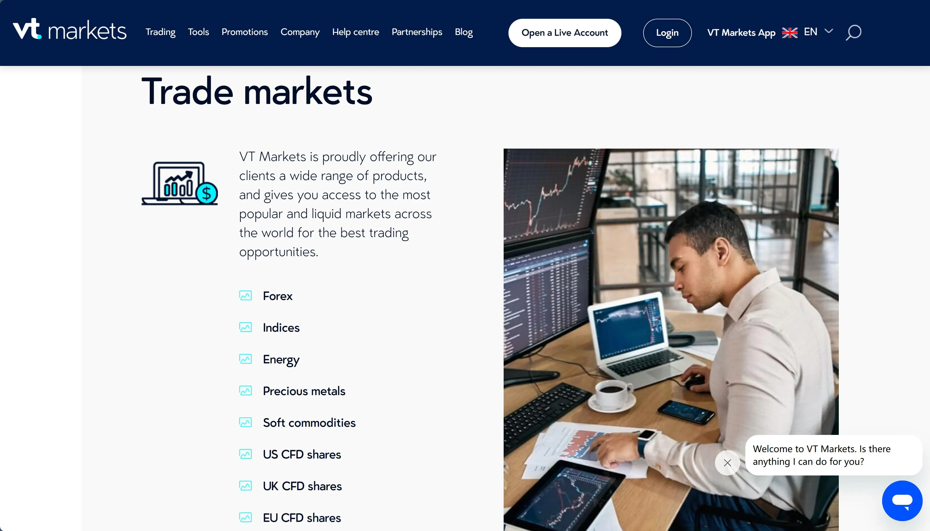 Open an account at VT Markets