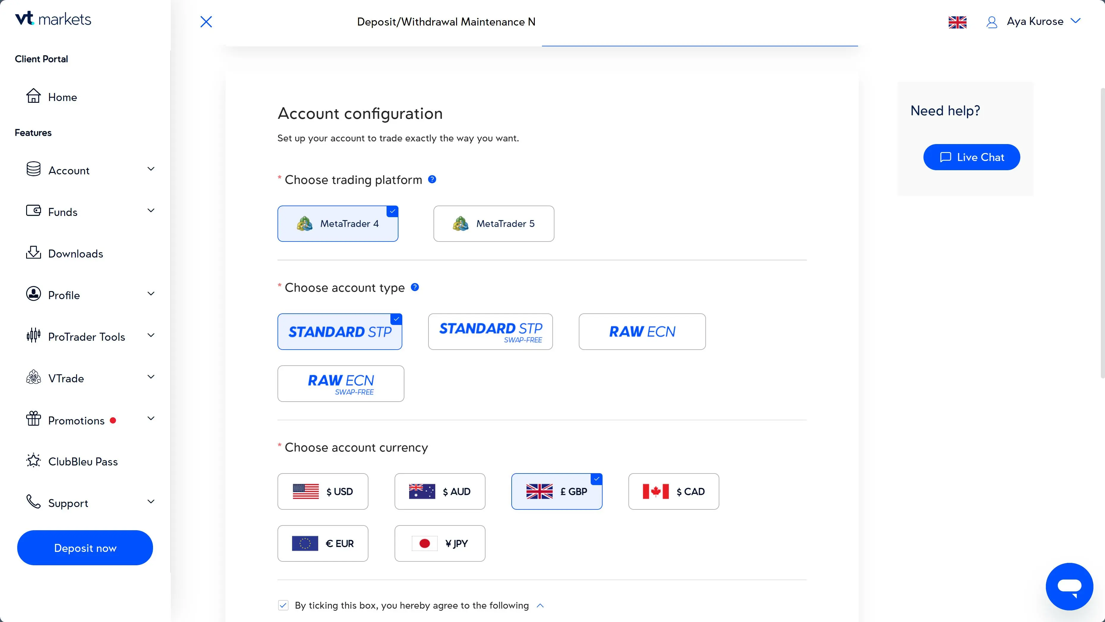 Choose a platform and account