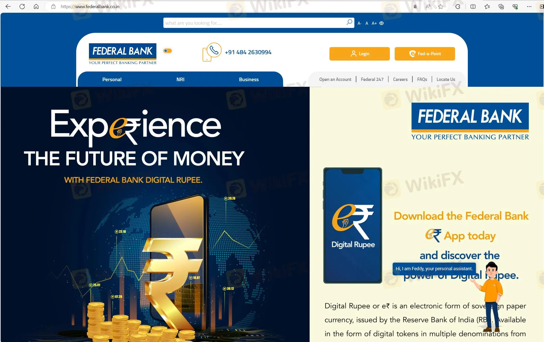 Federal Bank's homepage