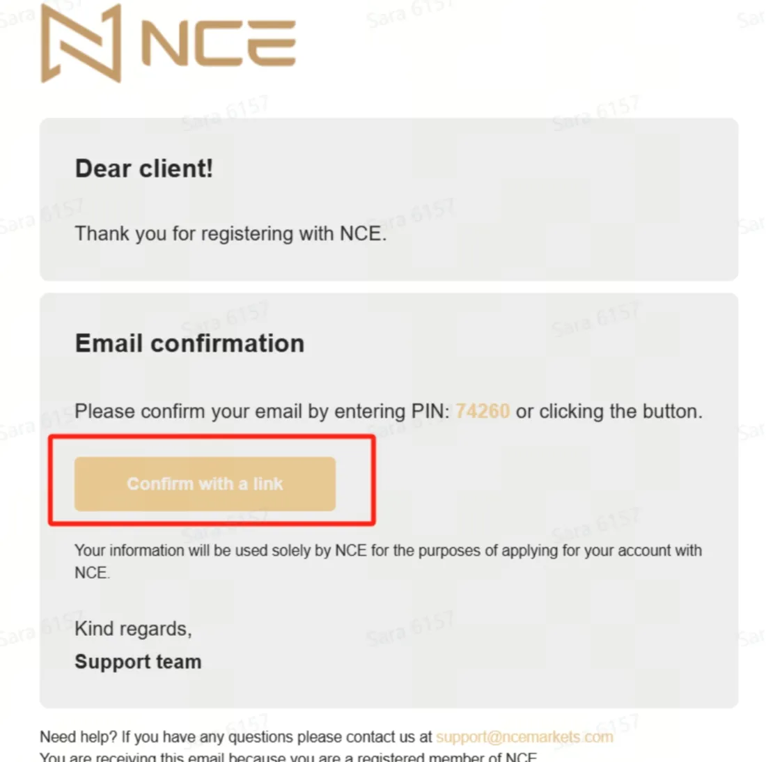 Email confirmation Email confirmation