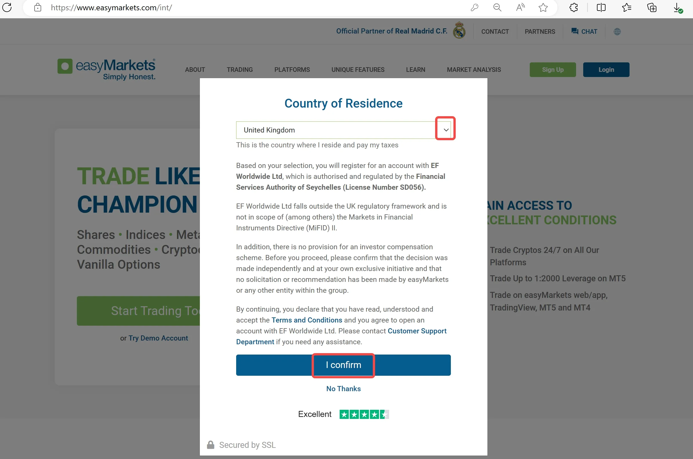 click 'I confirm'