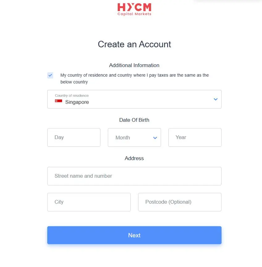 fill in required info