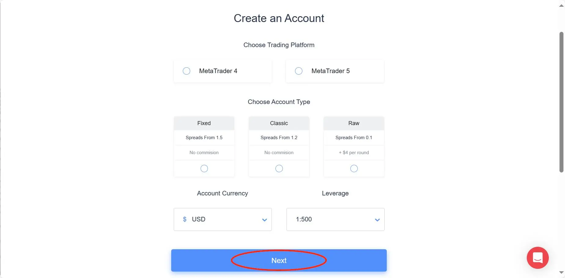 choose an account