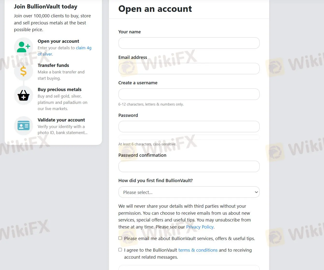 fill in required info