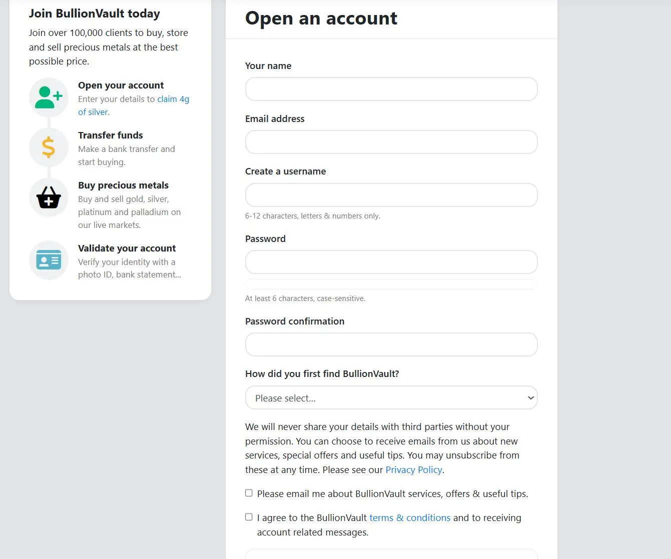 fill in required info