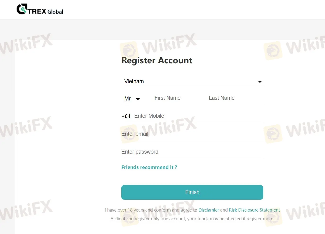 fill in required info