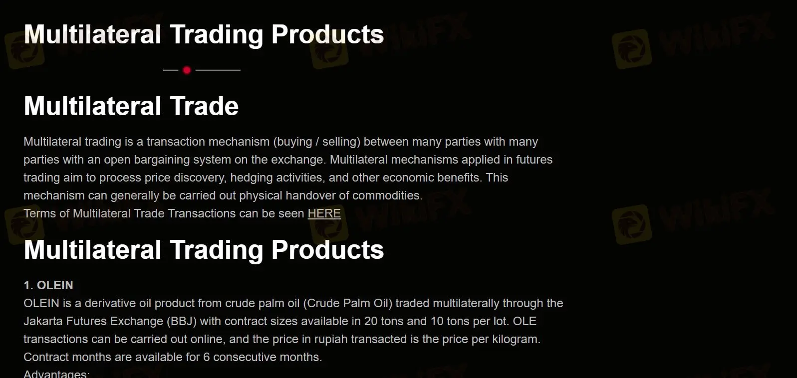 Multilateral trading products Multilateral trading products
