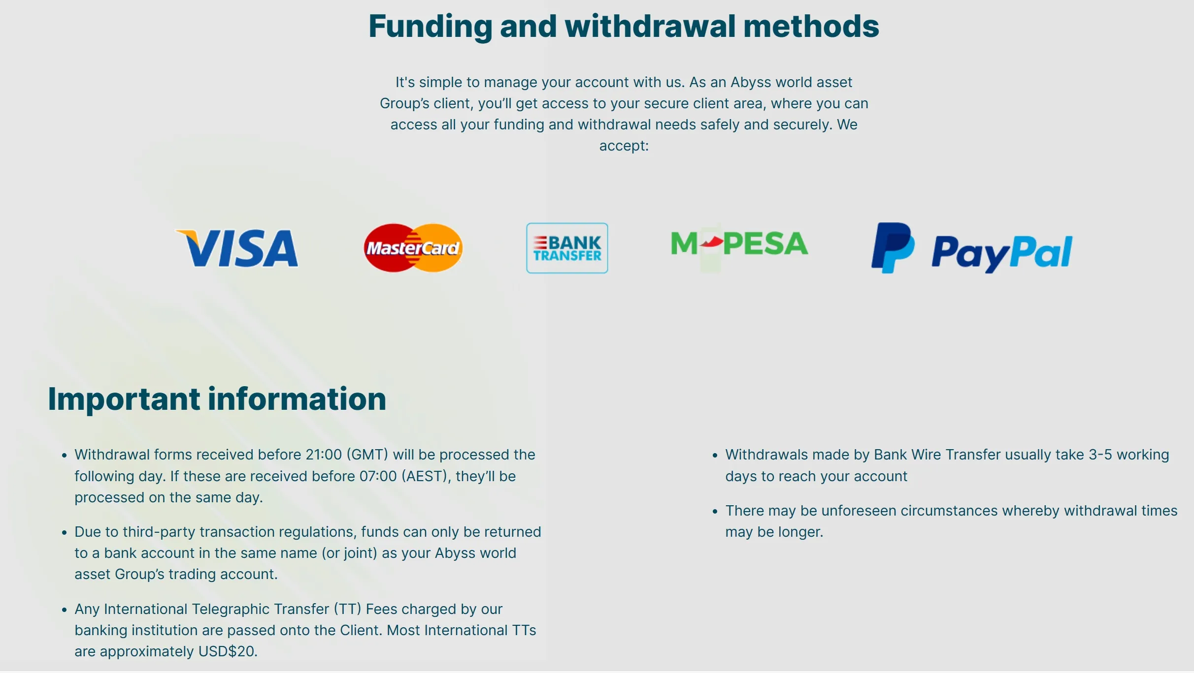 Deposits & Withdrawals