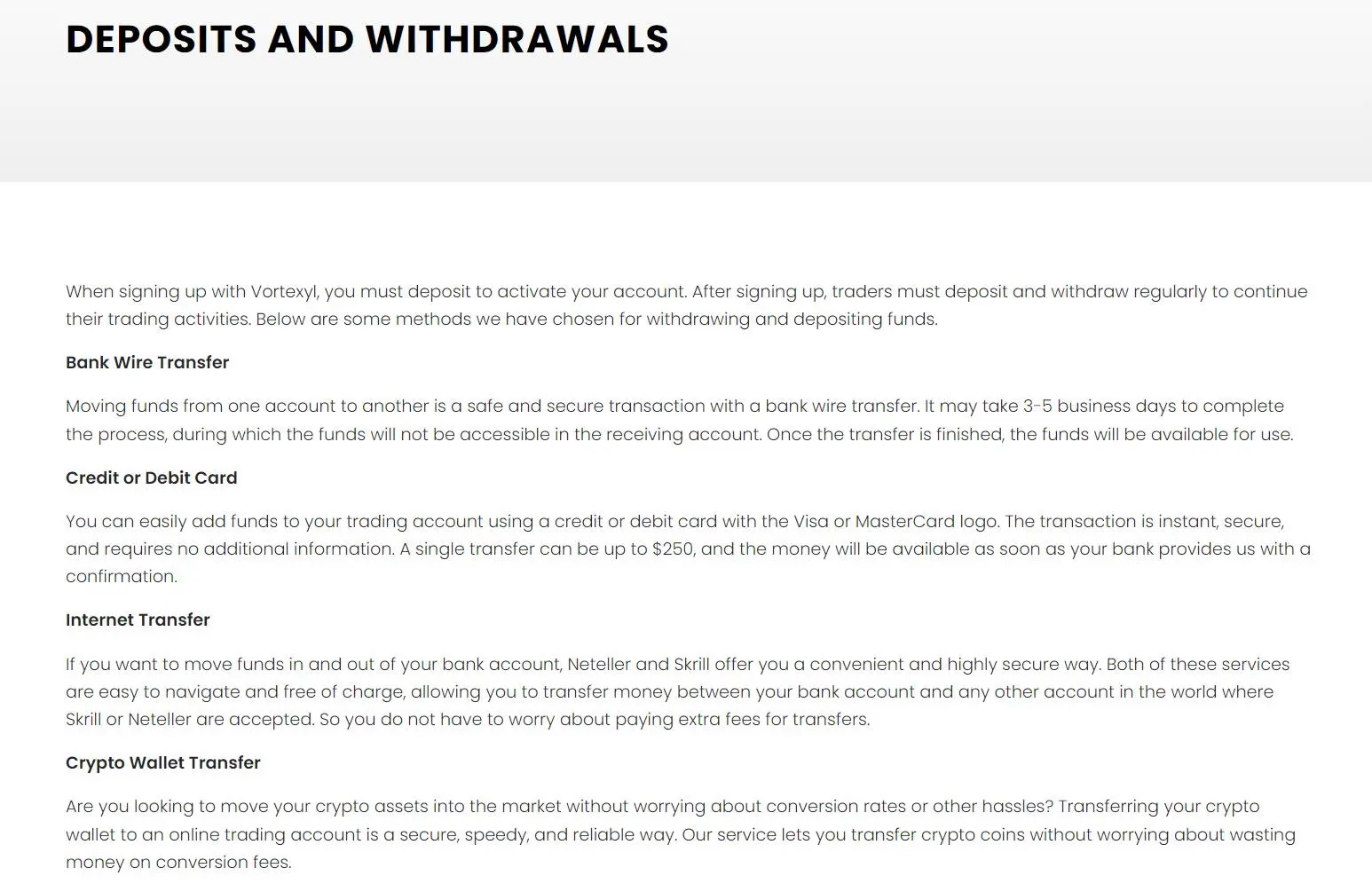 Deposit & Withdrawal Deposit & Withdrawal