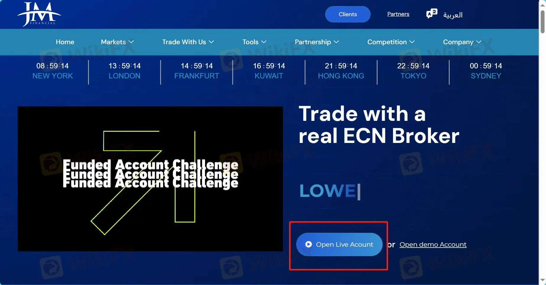 Click the button ''Open Live Acount''