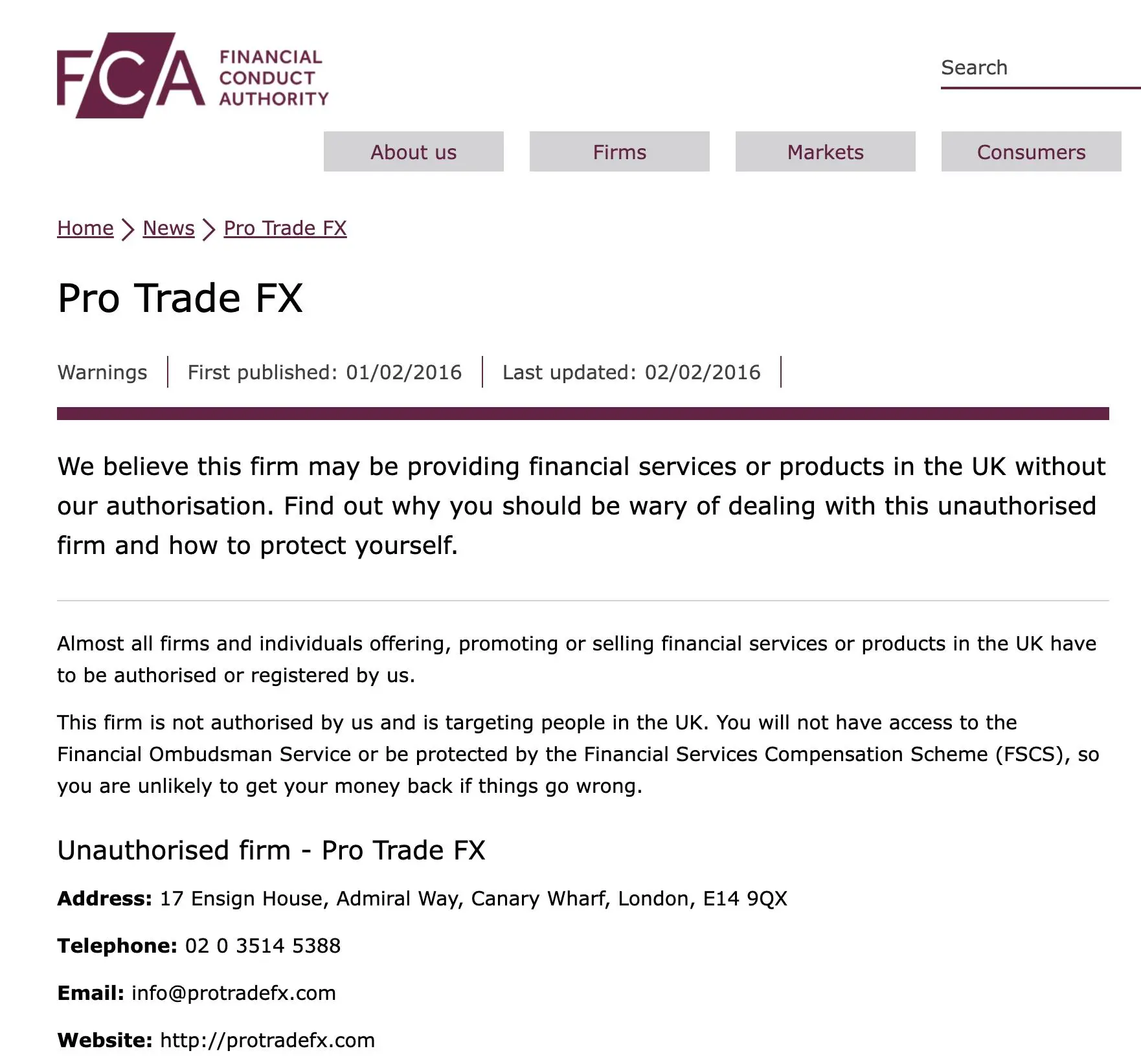 Regulatory Status