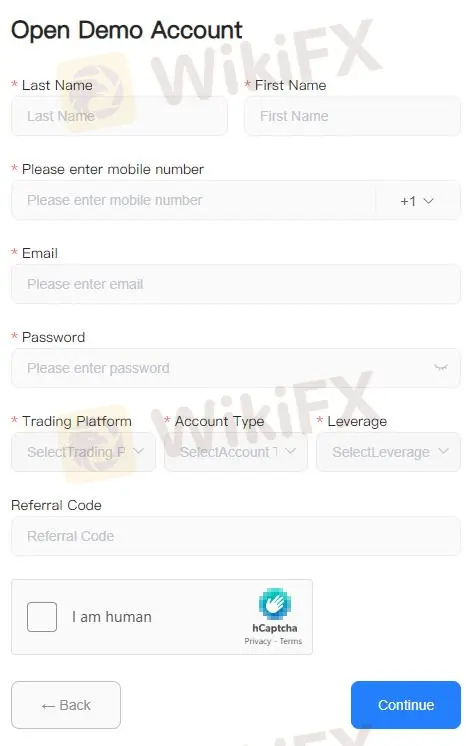 fill in required info