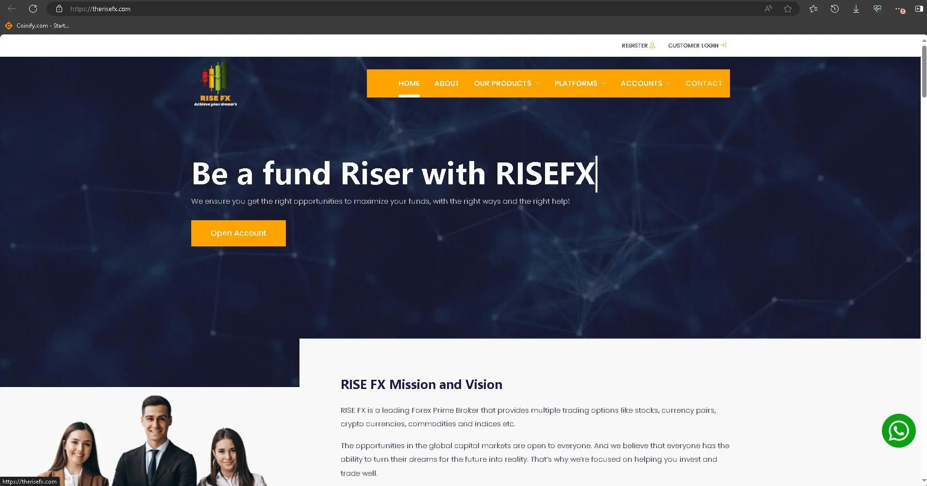RISE FX's homepage RISE FX's homepage