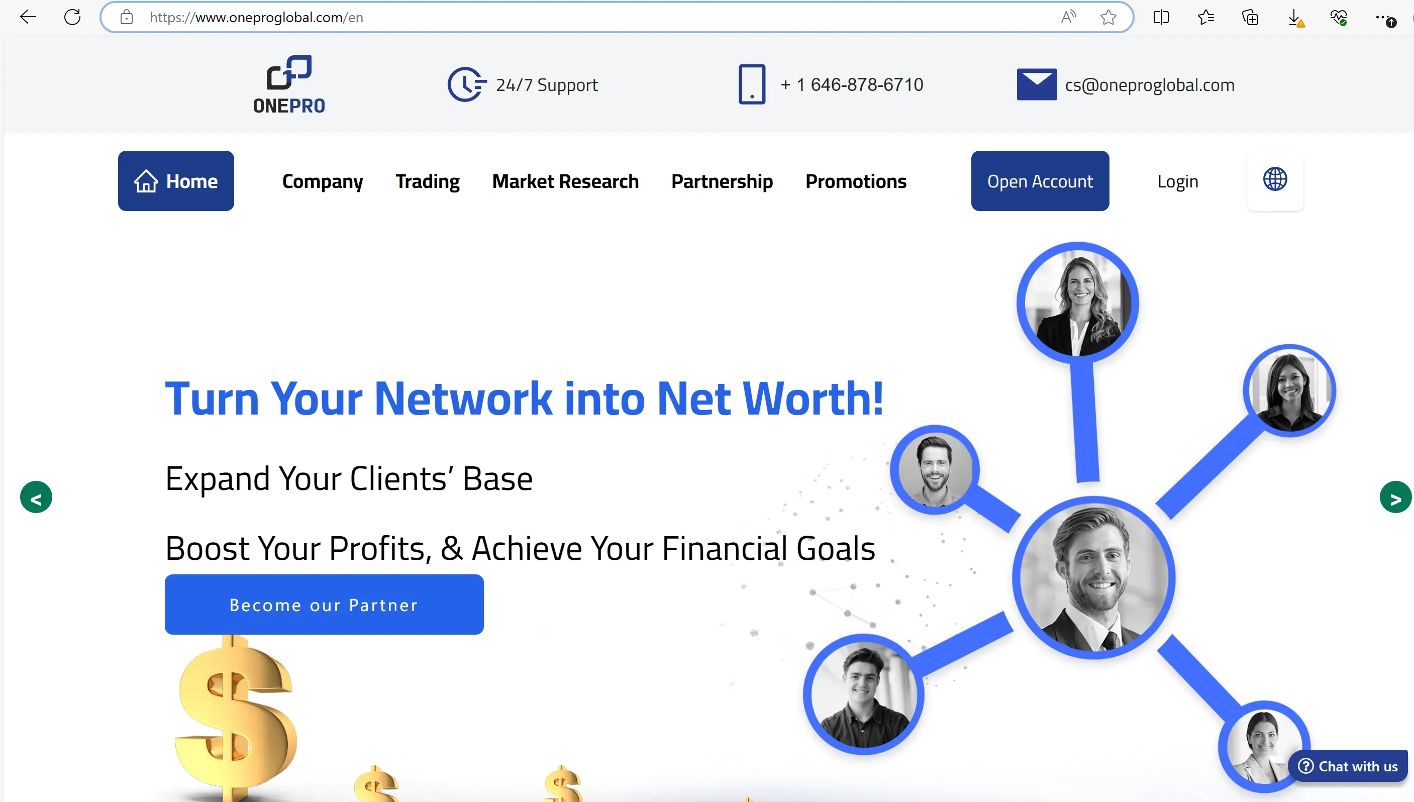OnePro's home page