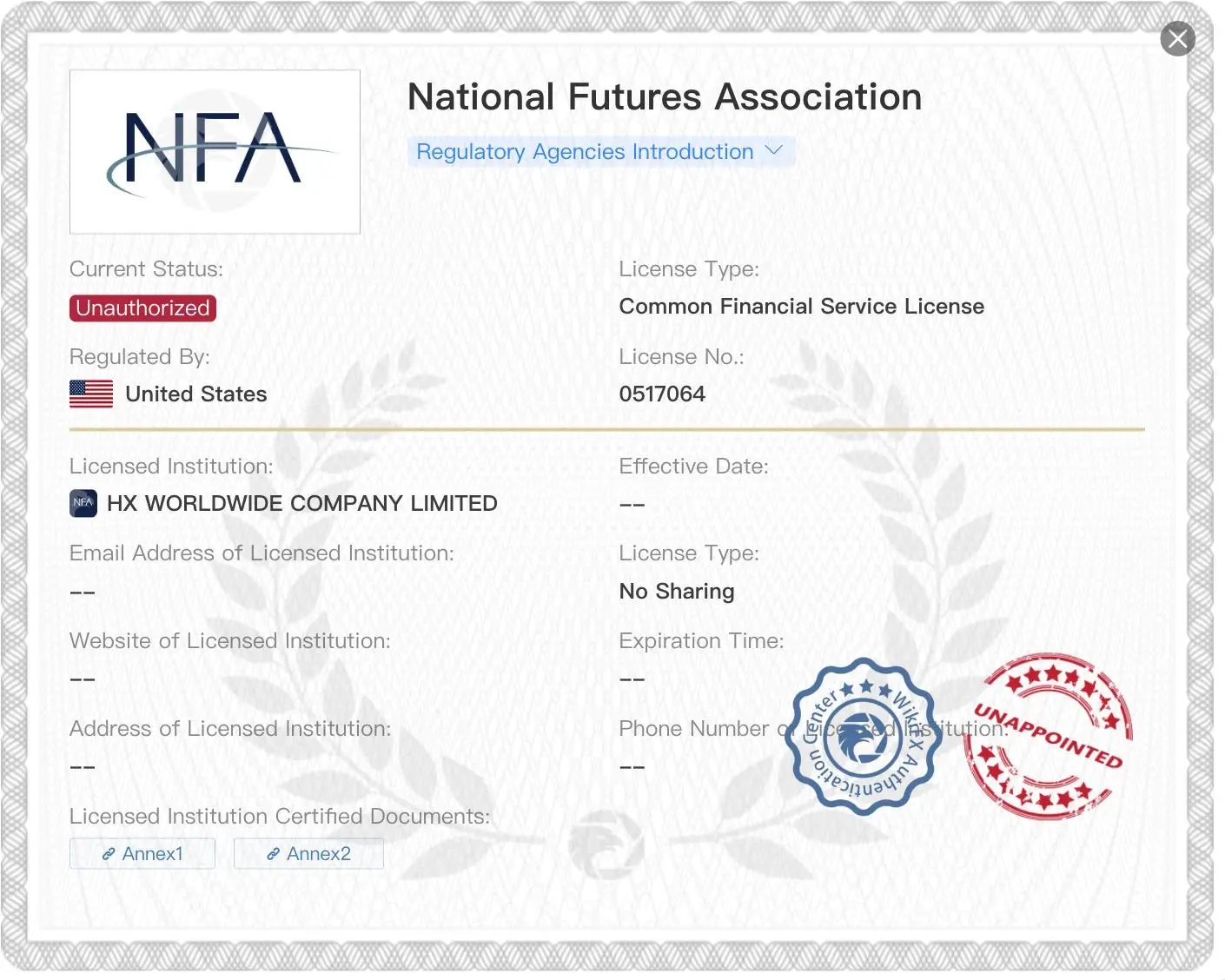 Regulatory Status