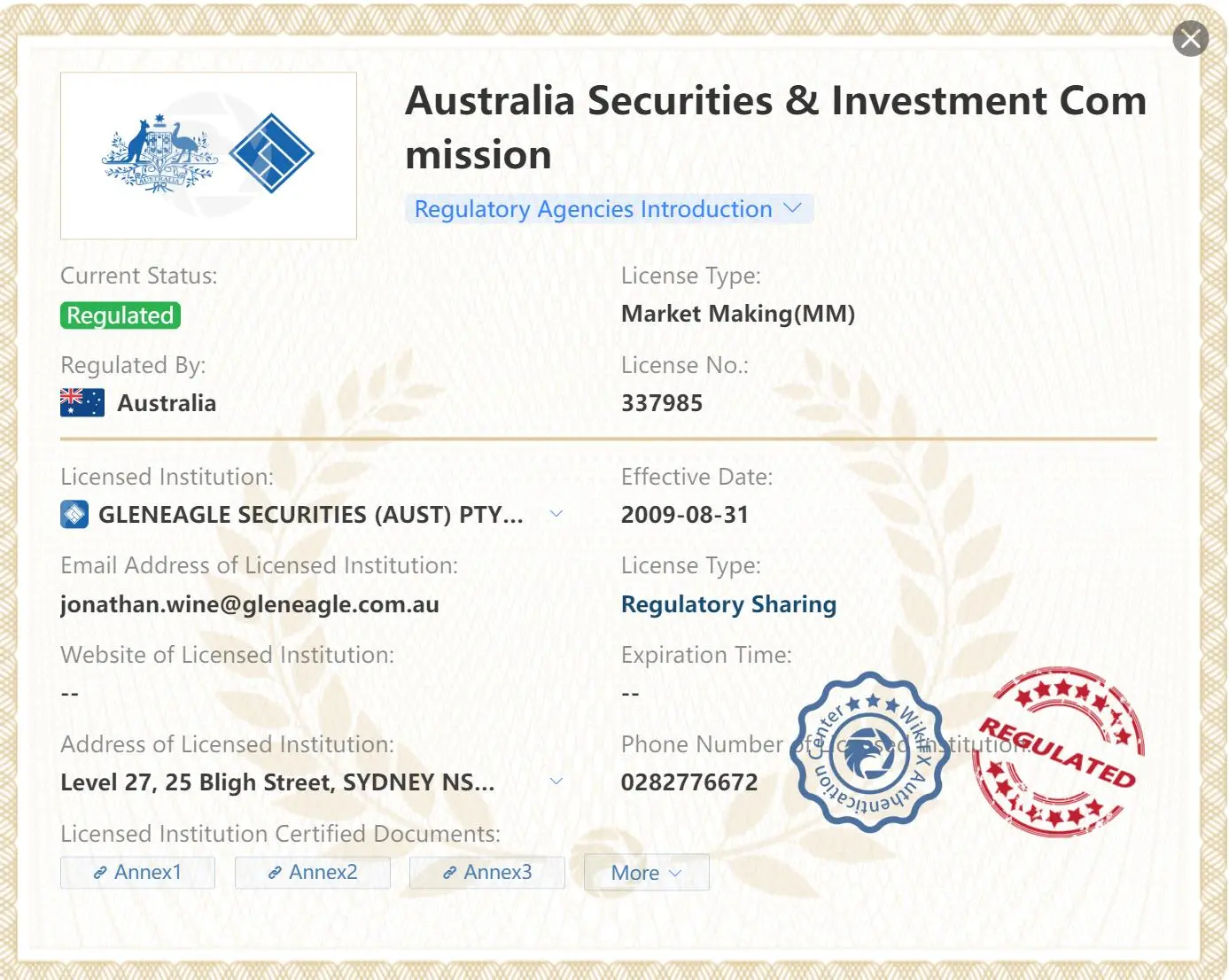 Regulatory Status