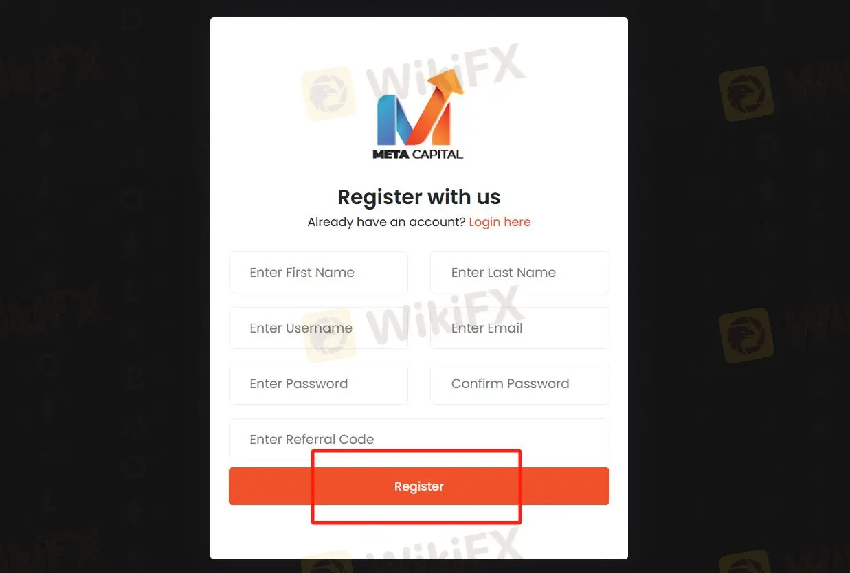 Click on the ''Register'' option