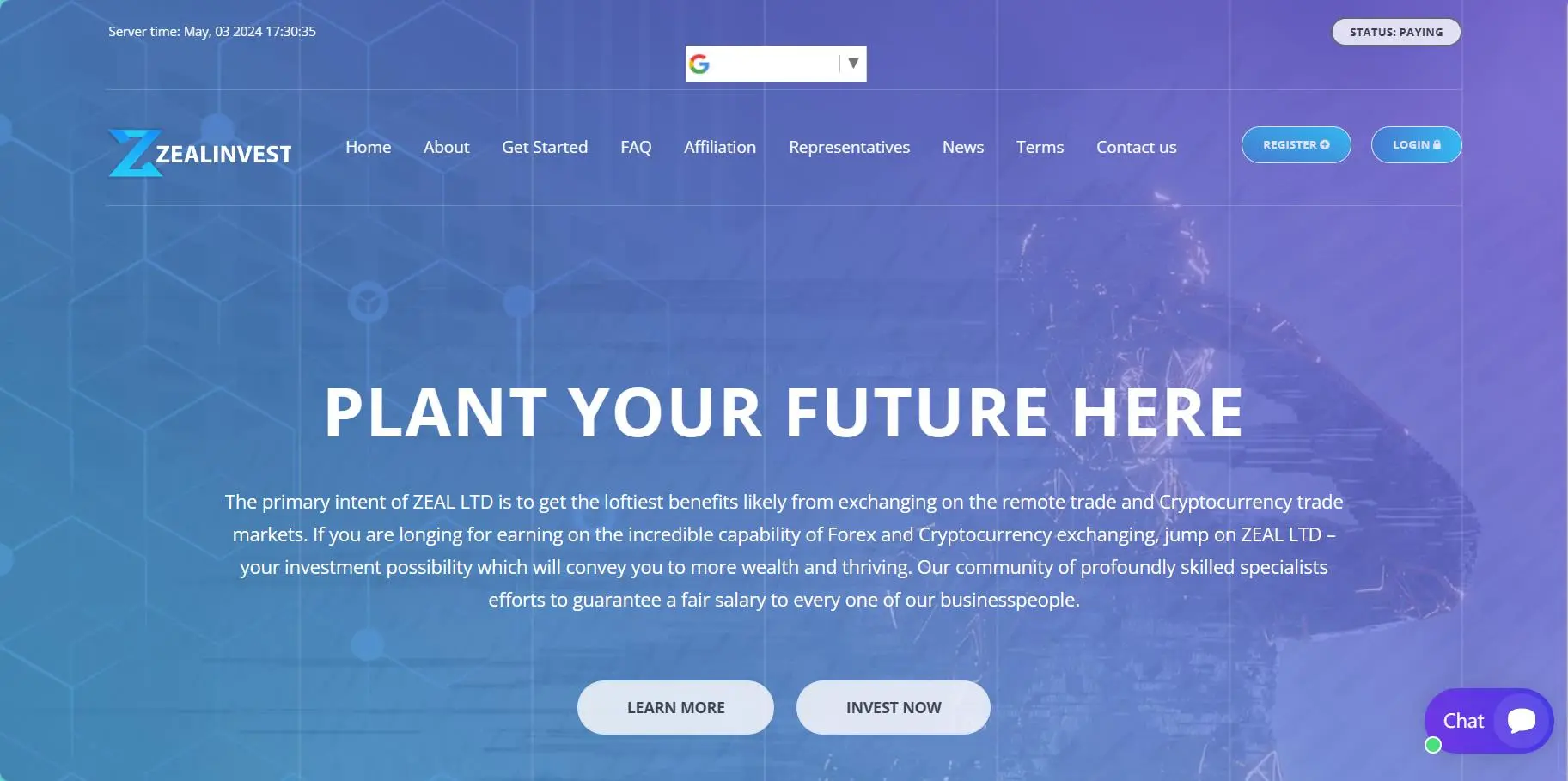 Zealinvests homepage