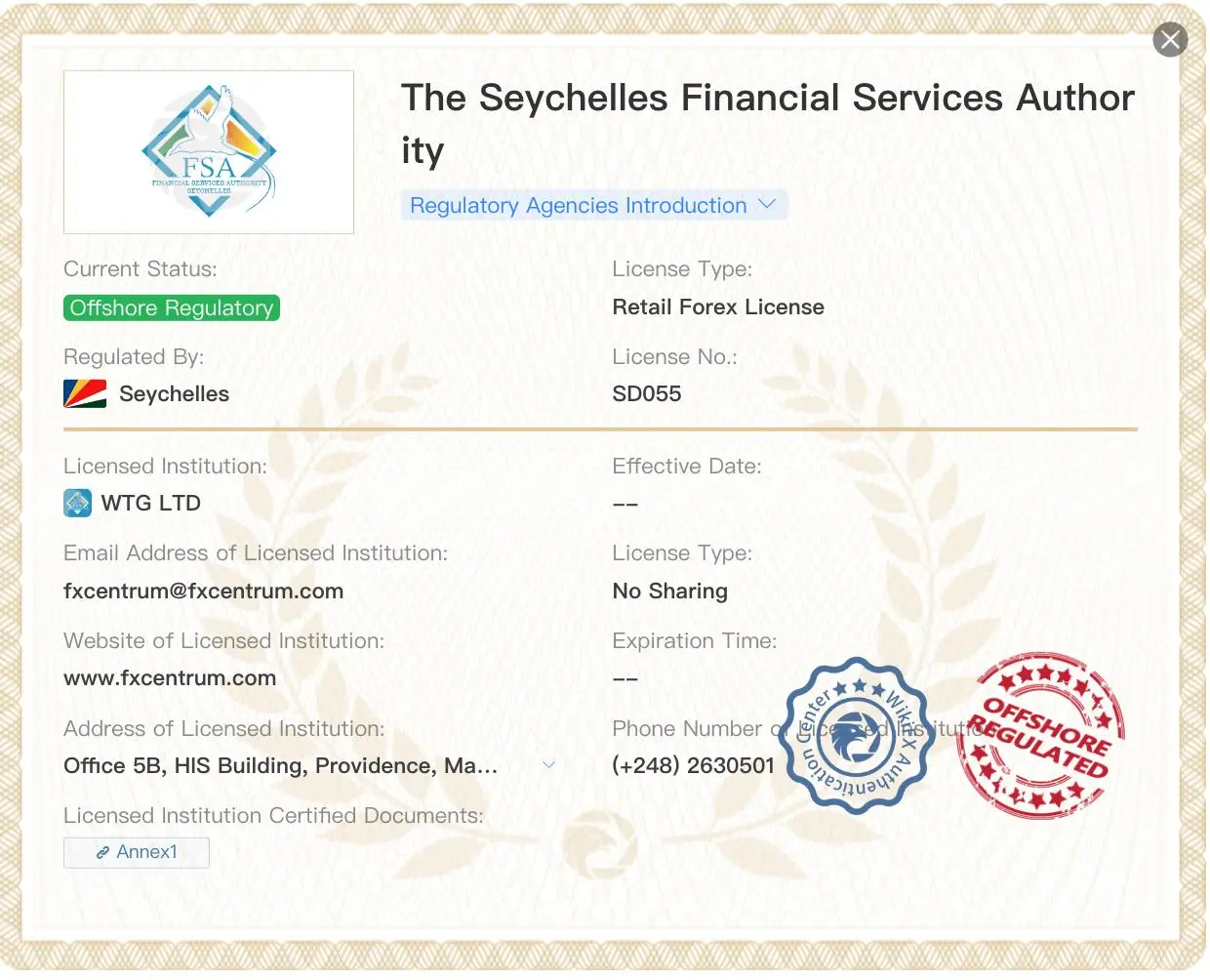 Regulatory Status