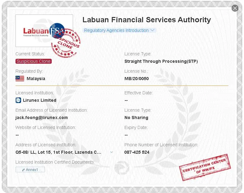 Suspicious clone LFSA license Suspicious clone LFSA license