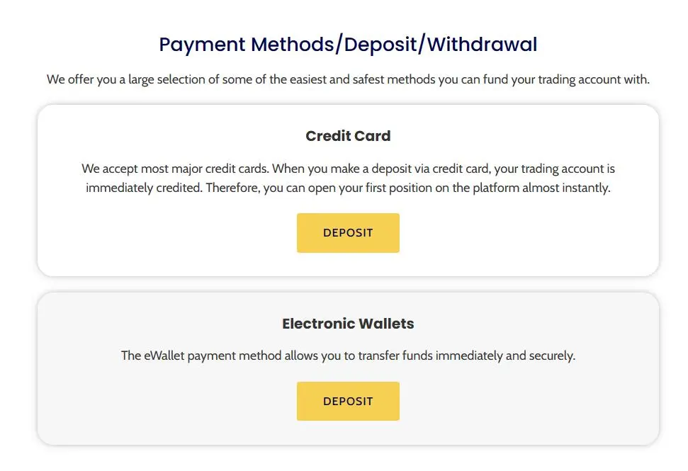 Deposit & Withdraw Methods