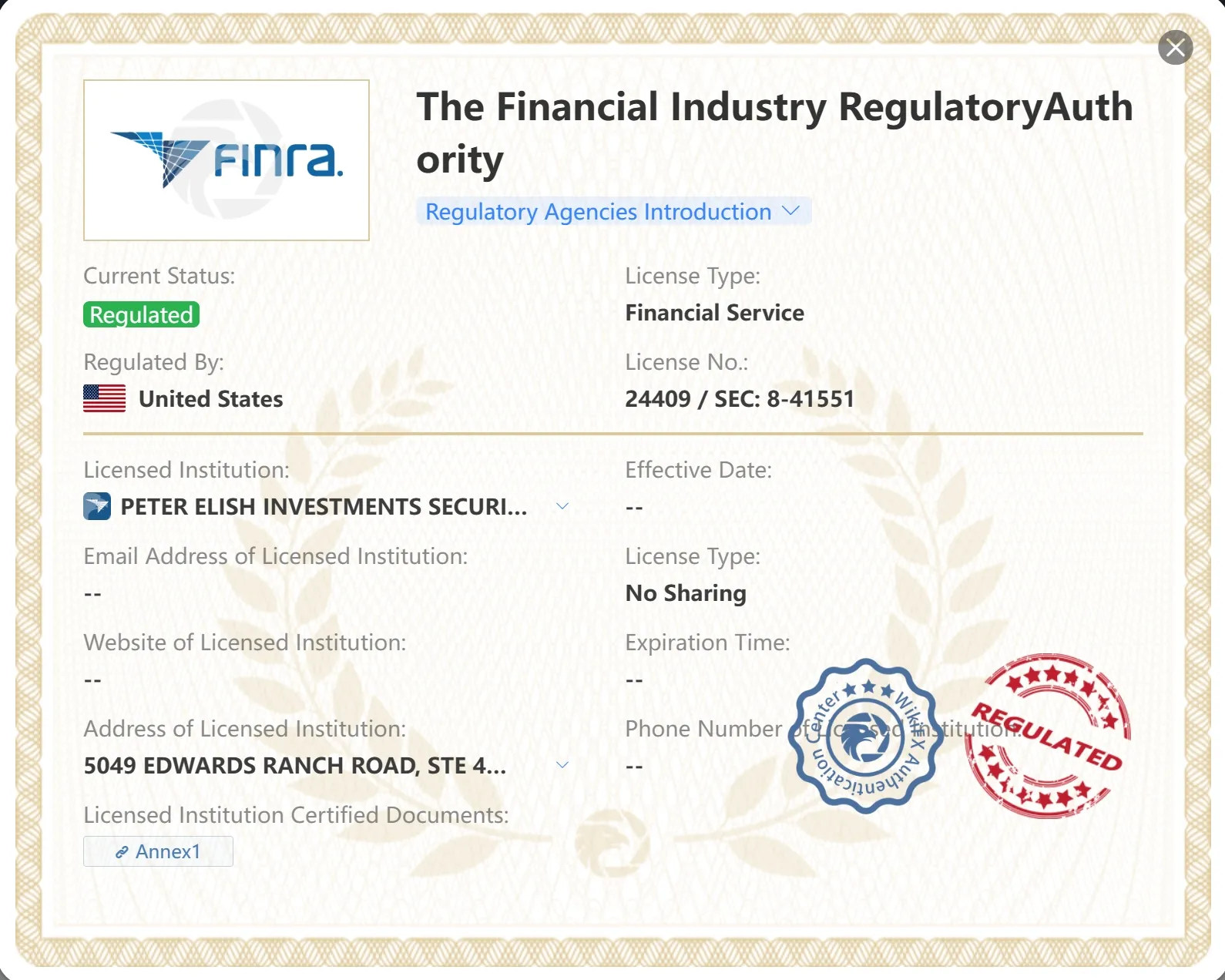 Regulated by FINRA