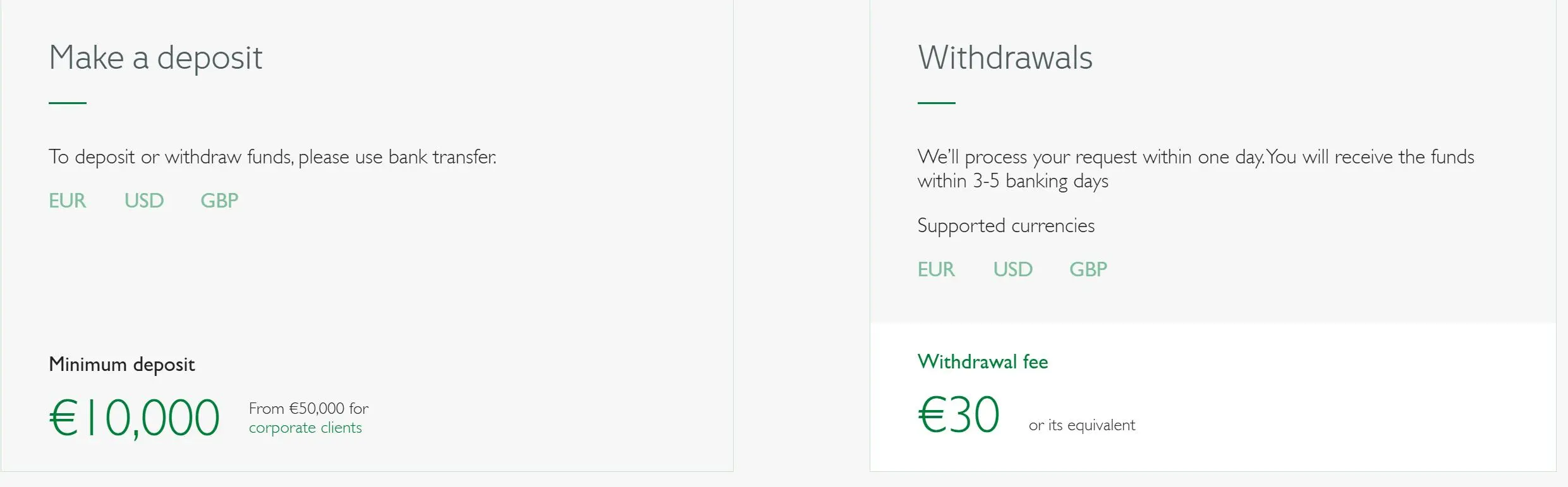 Deposit and Withdrawal
