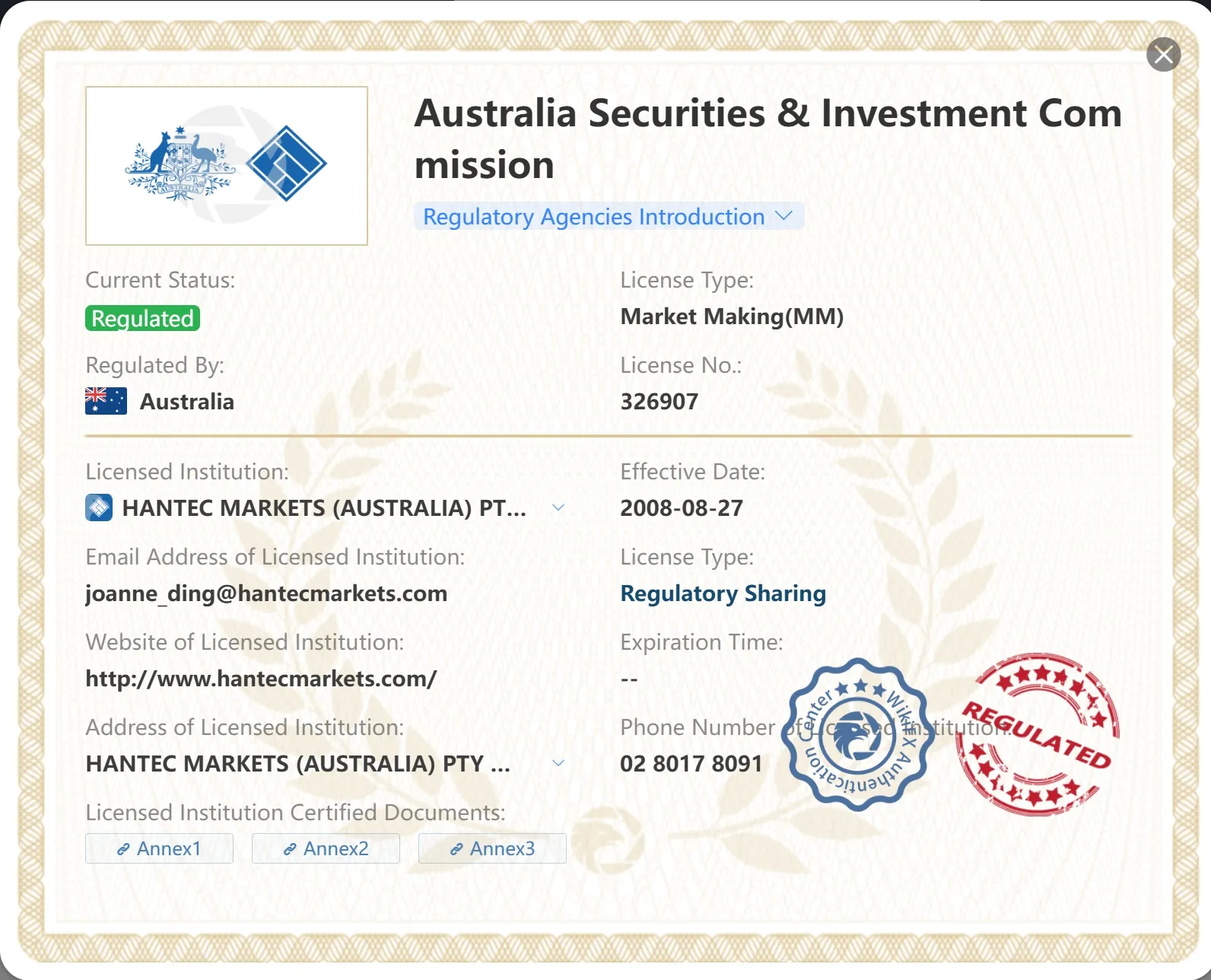 Regulated by ASIC