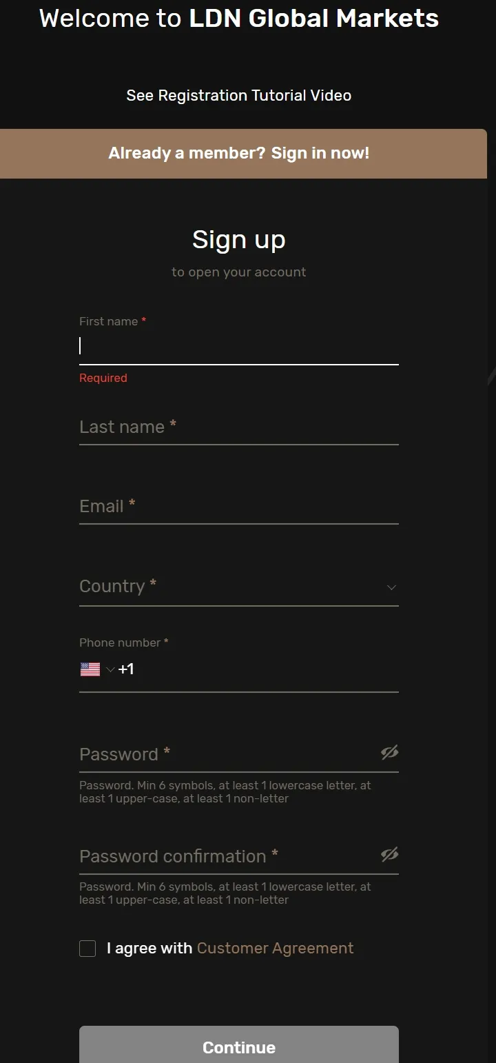 fill in required info