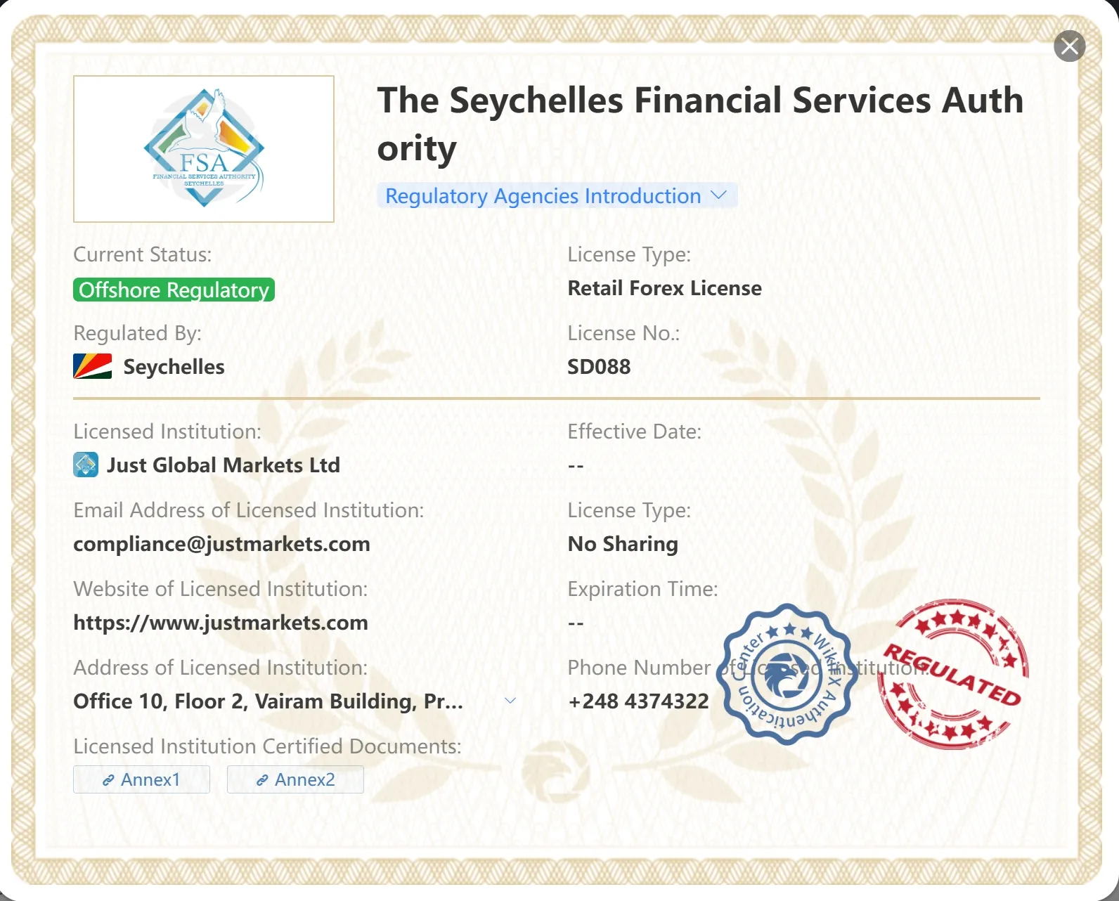 Offshore regulated by FSA
