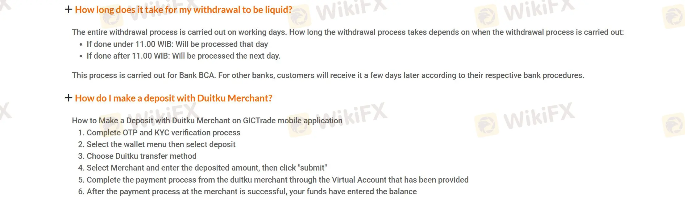 Deposit and Withdrawal