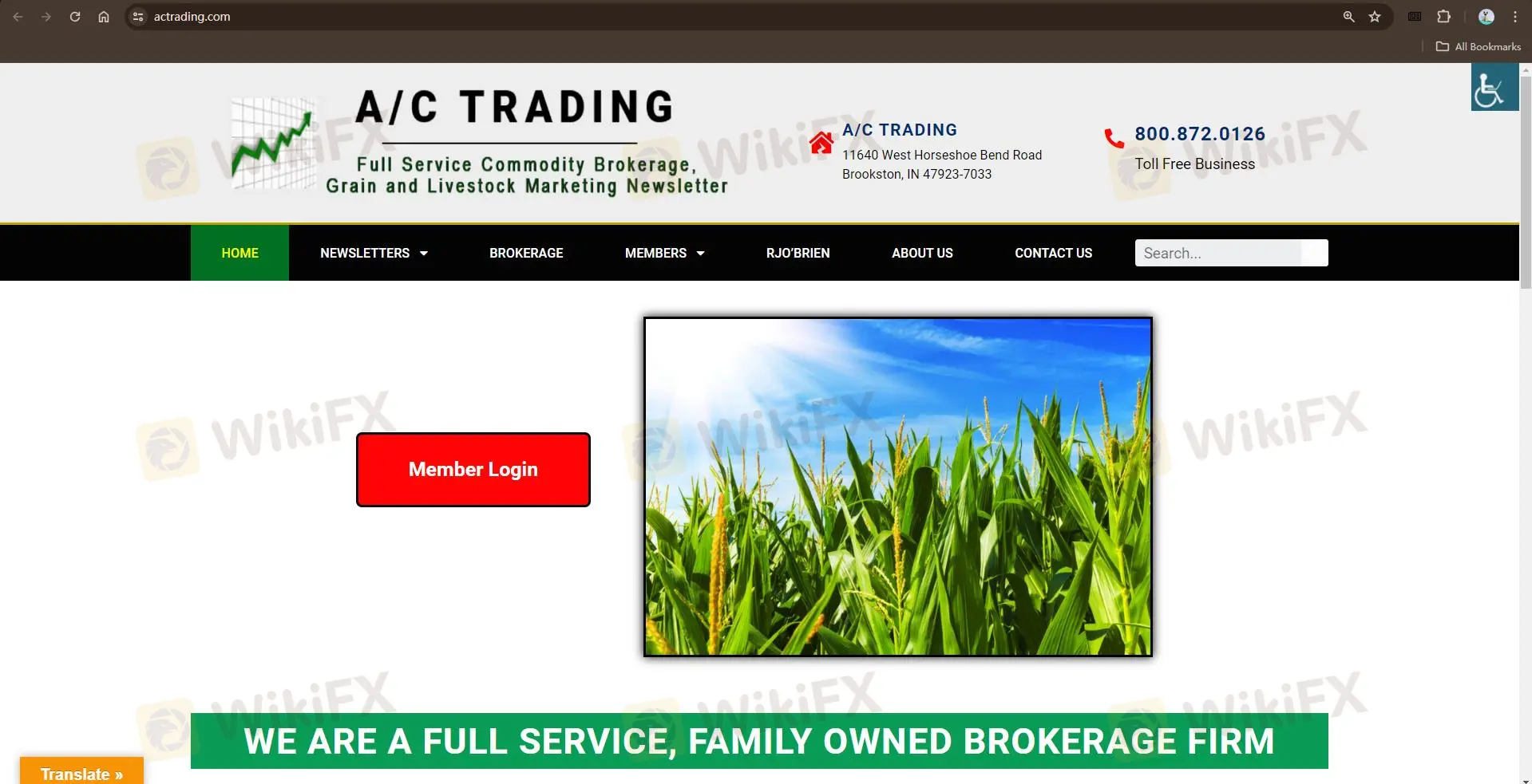 A/C Trading's homepage