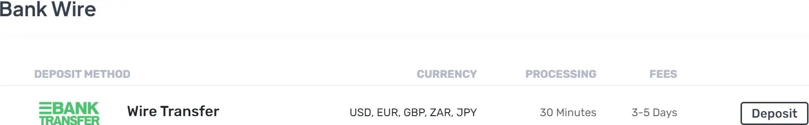 Deposit & Withdrawal