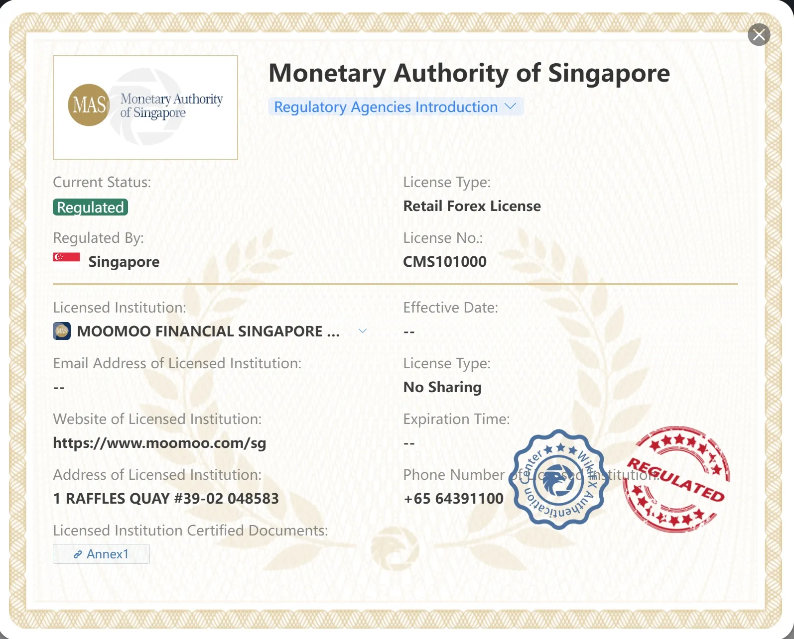 Regulated by MAS
