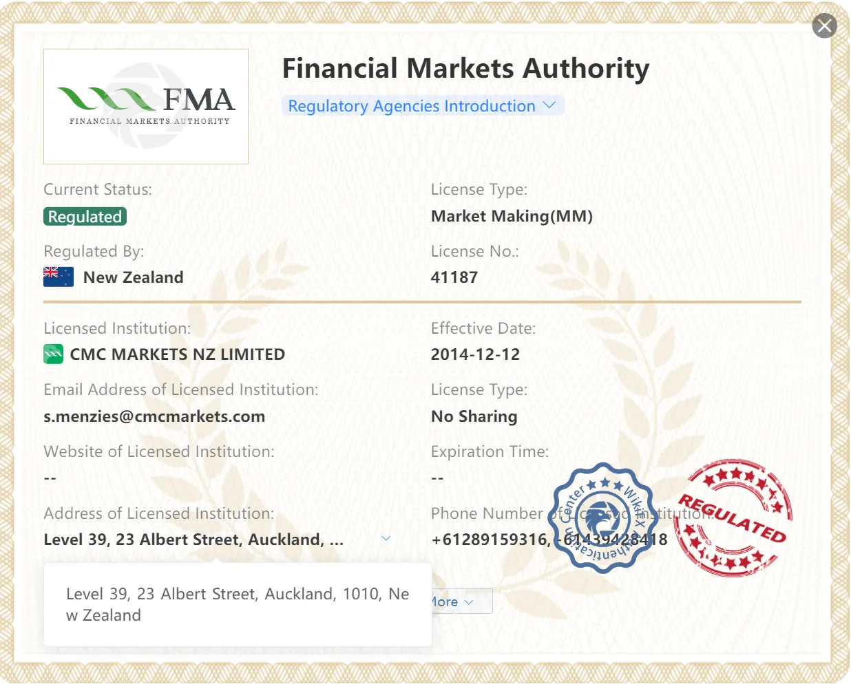 Regulation of CMCMarkets