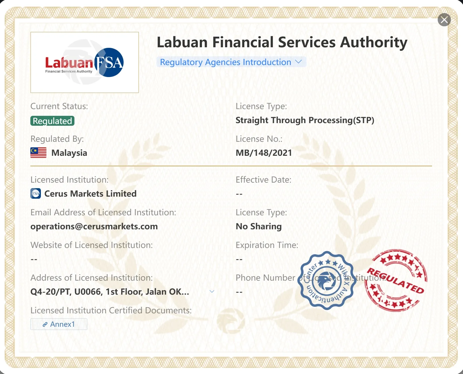 Regulated by LFSA