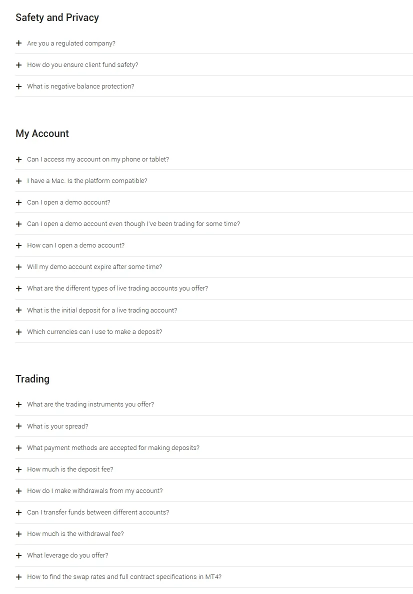FAQ page