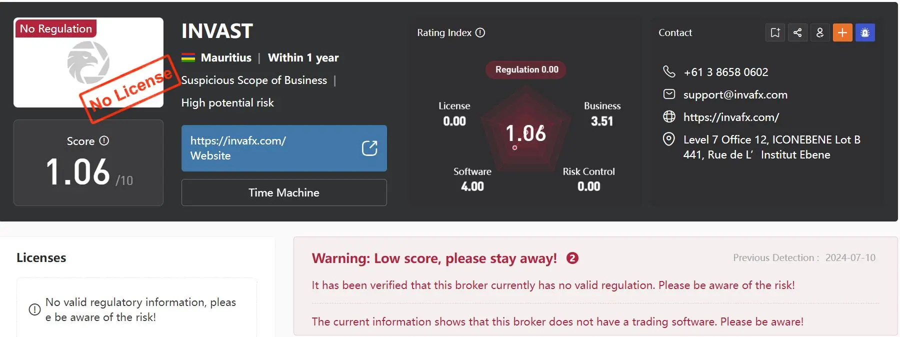 Regulatory Status: Is INVAST Securities legit?